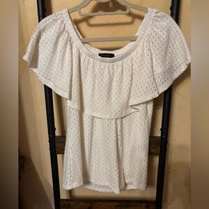 Donna Karan Off-Shoulder White Eyelet Women’s Top Size M